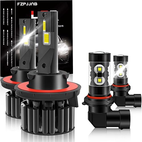 Fit for FORD F-250 F-350 (2005-2020) LED Headlight Bulbs, 500% Brightness 9008/H13 High/Low Beam + 9145/9140 LED Fog Light Bulbs, Plug and Play Halogen Replacements, 6500K Cool White, Pack of 4