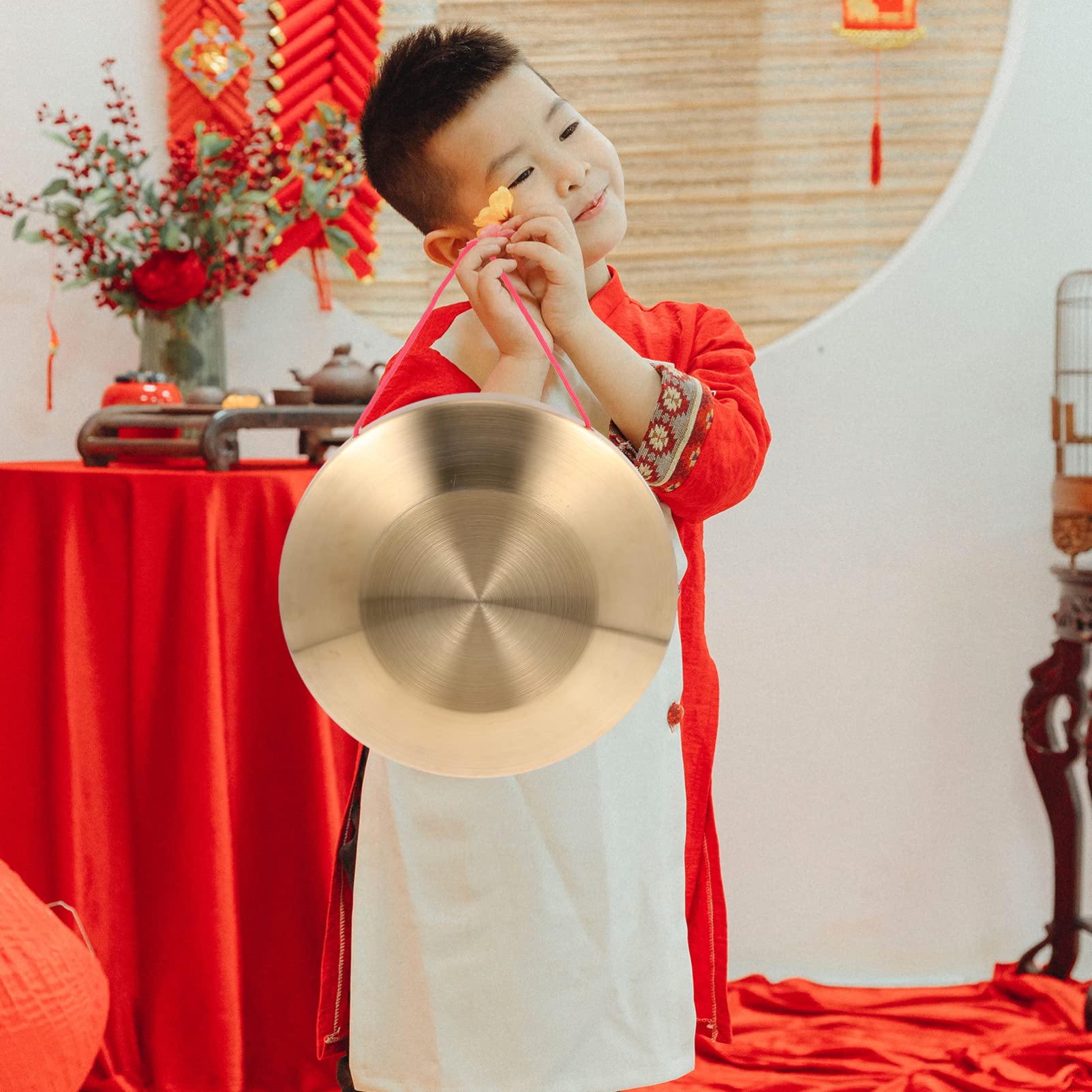 Unbekannt Hand Gong Mit Hammer Traditionelles Chinesisches Percussion Instrument 8.7 Zoll Kupfer Gong Für Musik Übung Und Kreativitätsförderung