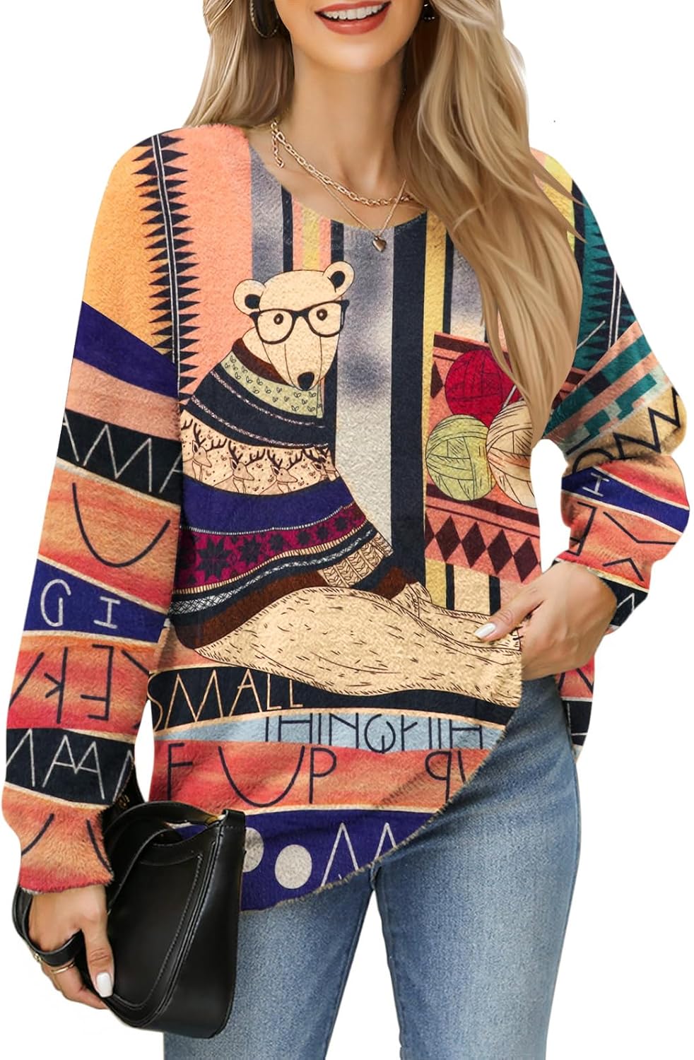 Oversized Sweaters for Women Chunky Warm Cozy Soft Fuzzy Casual Loose Fit Crewneck Knit Pullover Tunic Sweaters