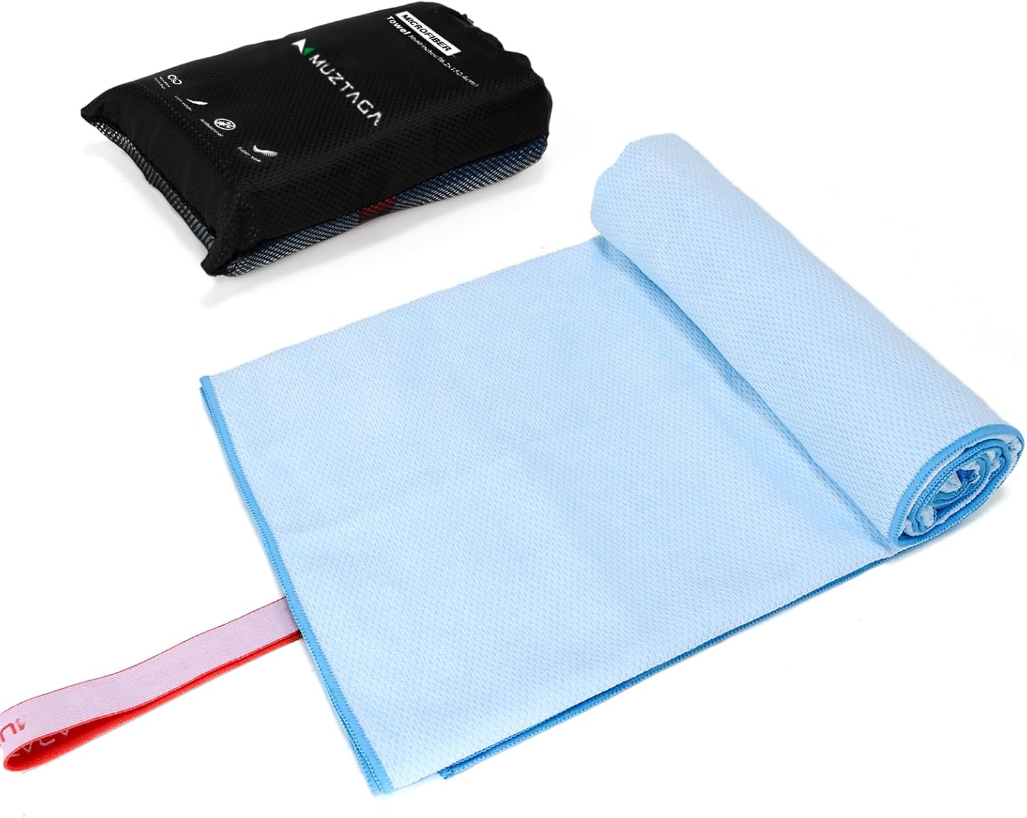 Microfiber Beach Towel Pro Perfect for Travel, Sports, Camping, Swimming, Yoga, Gym-Quick Dry, Sand Free, Compact, Lightweight, Absorbentt(Light Blue,60″ x 30″)