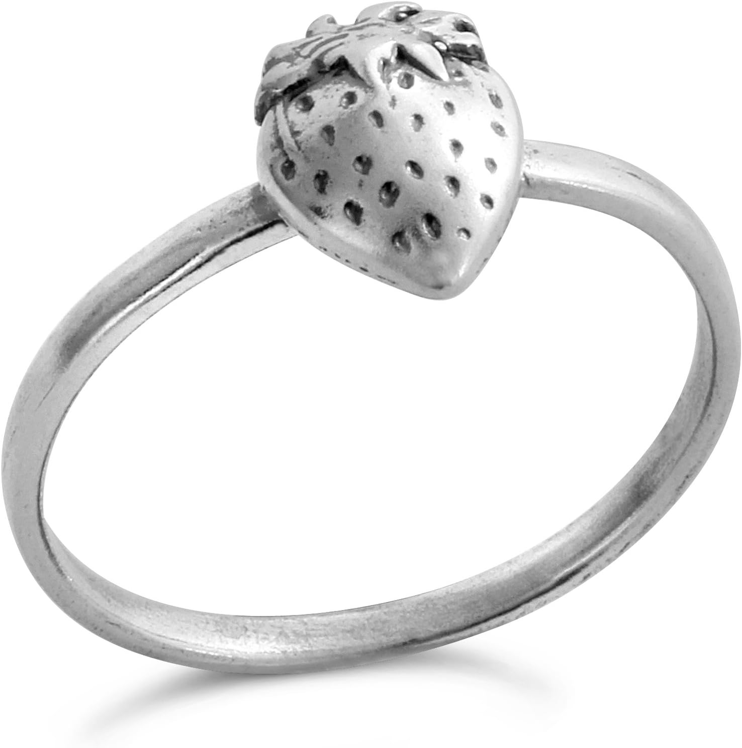 Azaggi 925 Sterling Silver Stackable Strawberry Ring or Gold Plated Sterling Silver Stackable Ring Strawberry Ring