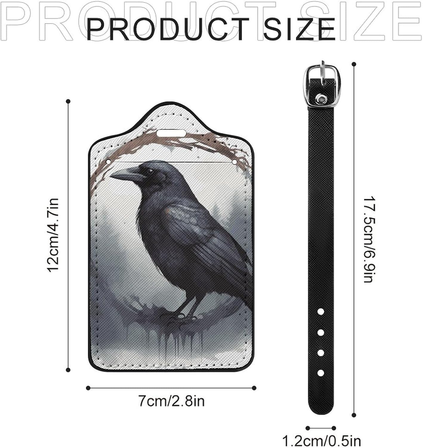 Black Crow PU Leather Luggage Tags, Name Tags for Travel image 2