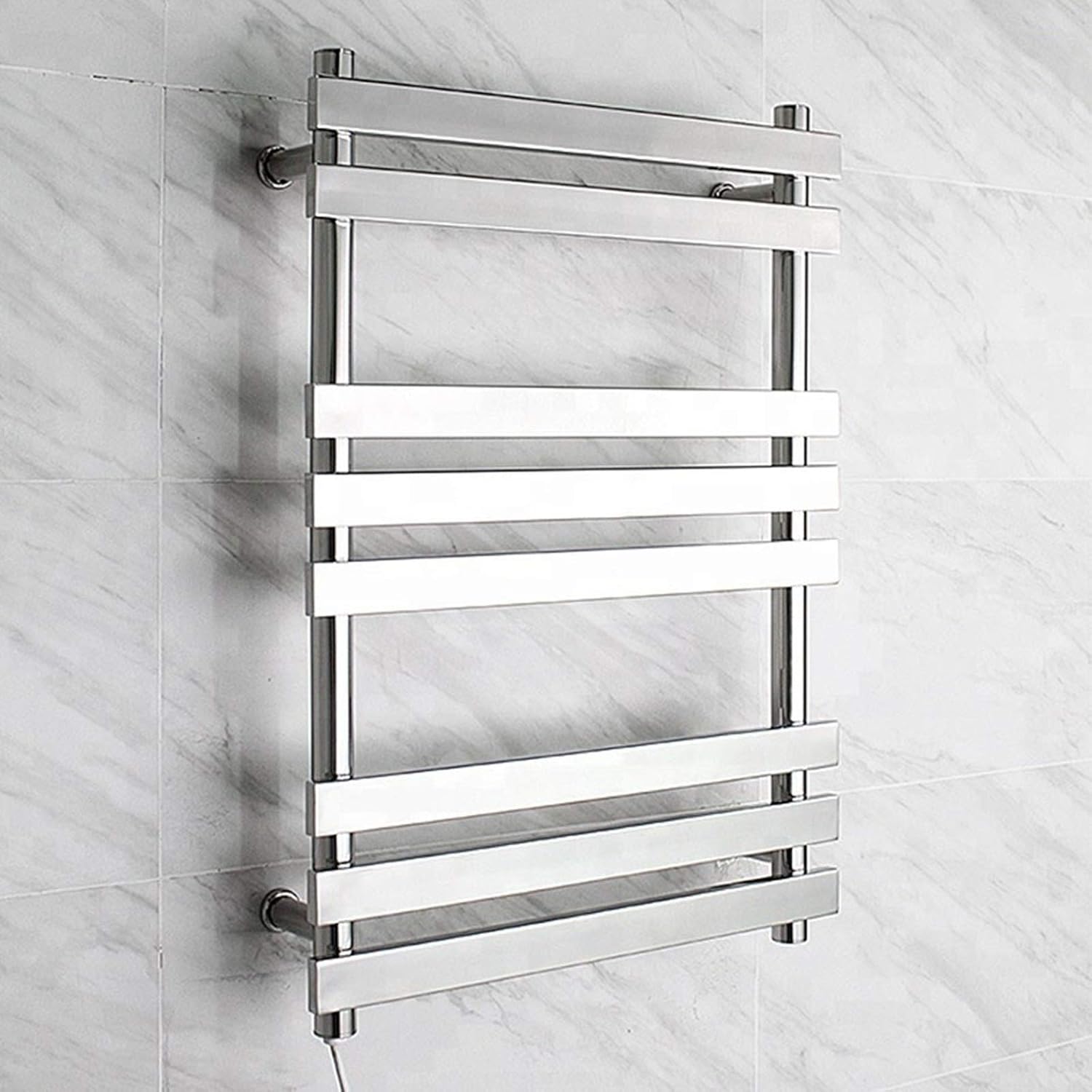 Luxurious Electric Wall Mounted Rail Heated Rack 304 Stainless Steel Square Rack for Bathroom(740 * 520 * 120MM)