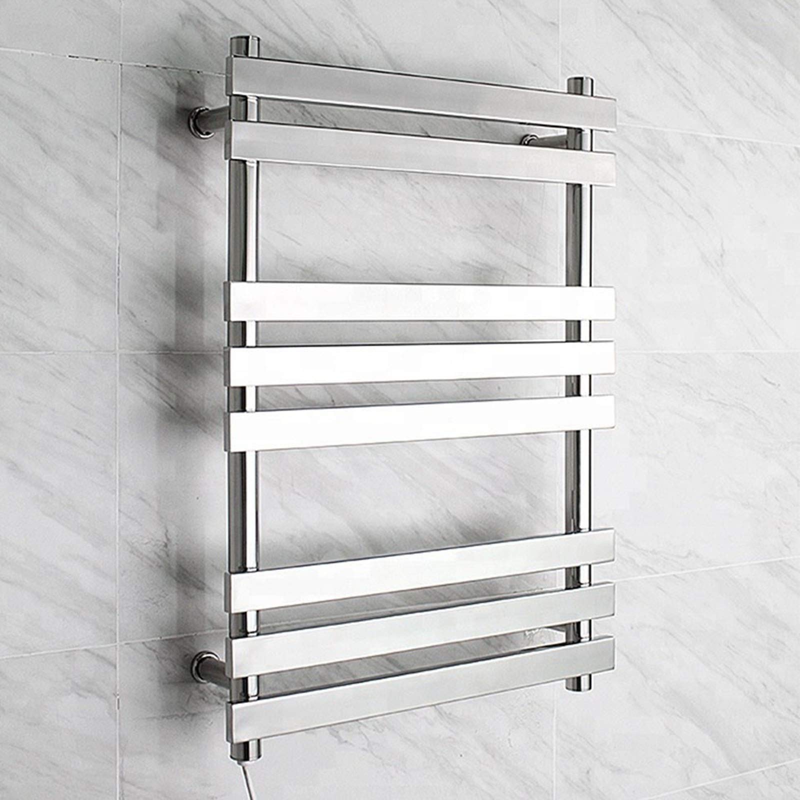 Sèche-serviette électrique en acier inoxydable luxe pour salle de bain carrée