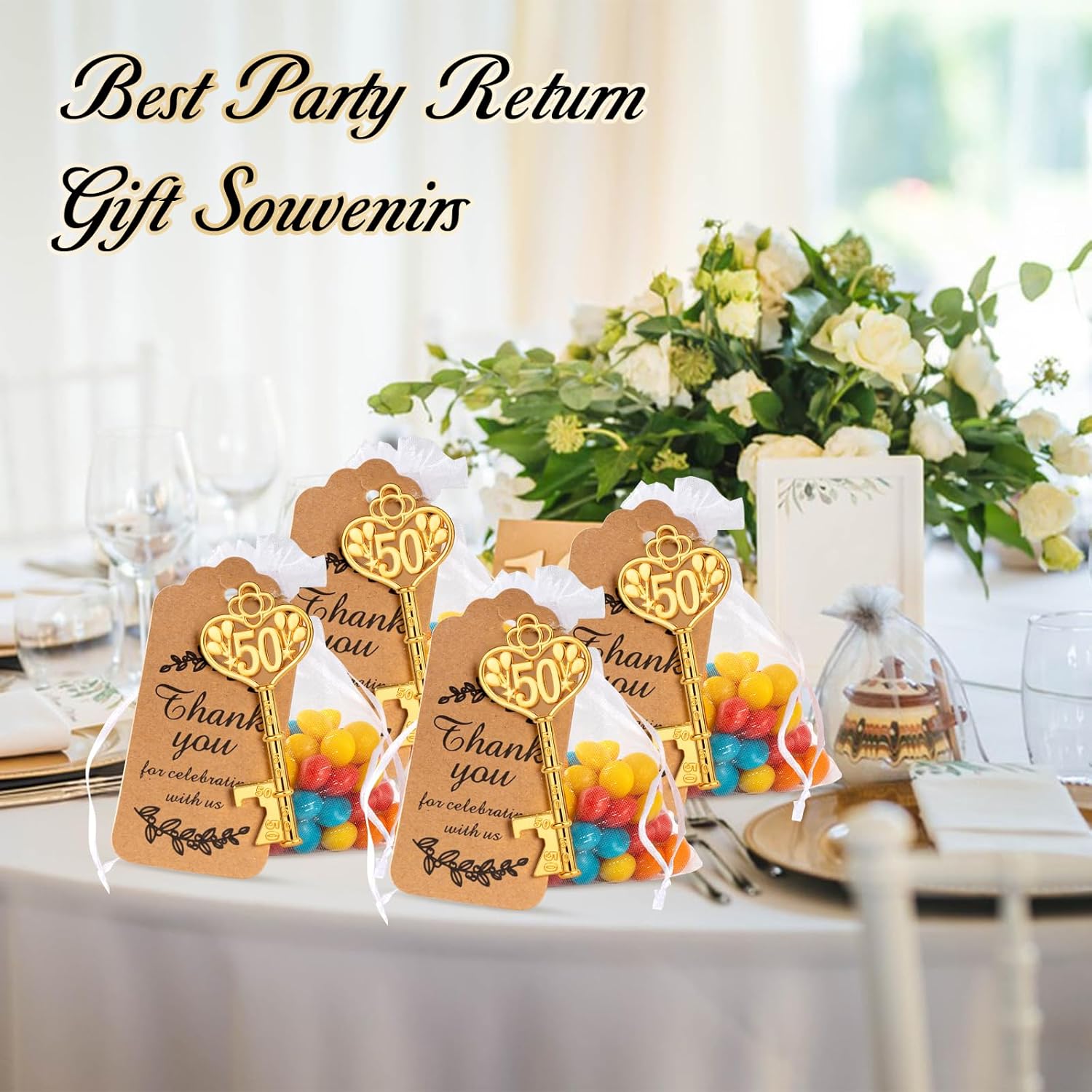 VZCBZC 50Pcs 50th Key Bottle Opener for 50th Birthday Party Favors 50th Wedding Anniversary Souvenirs Gifts for Guests,Party Decorations (50)