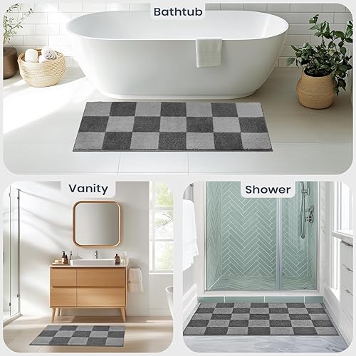 Miniatura 5 de PURRUGS Alfombra de baño antideslizante, lavable a máquina, de 20 x 30 pulgadas, súper absorbente y de secado rápido, extra suave y afelpada para