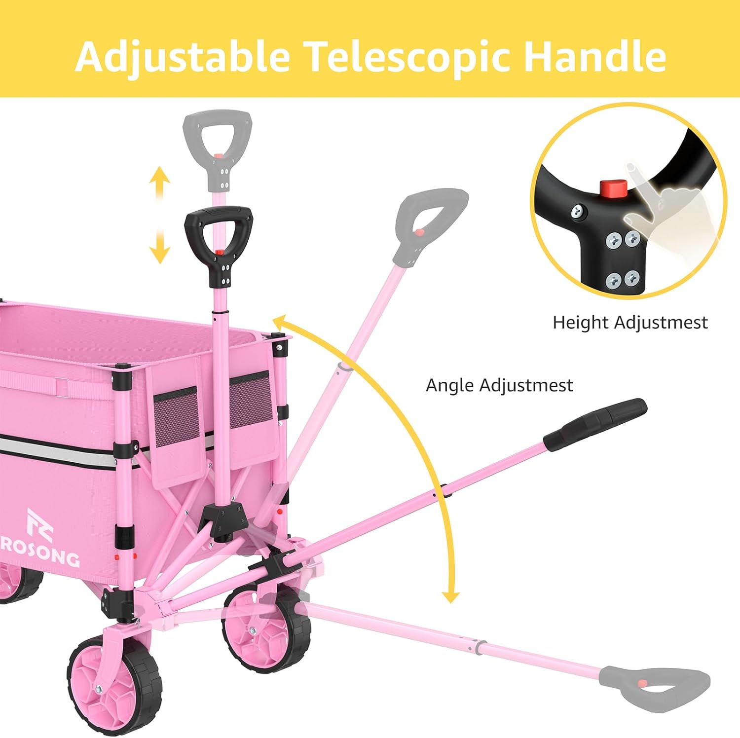 Collapsible Wagon Cart with Wheels Foldable - Folding Utility Heavy Duty