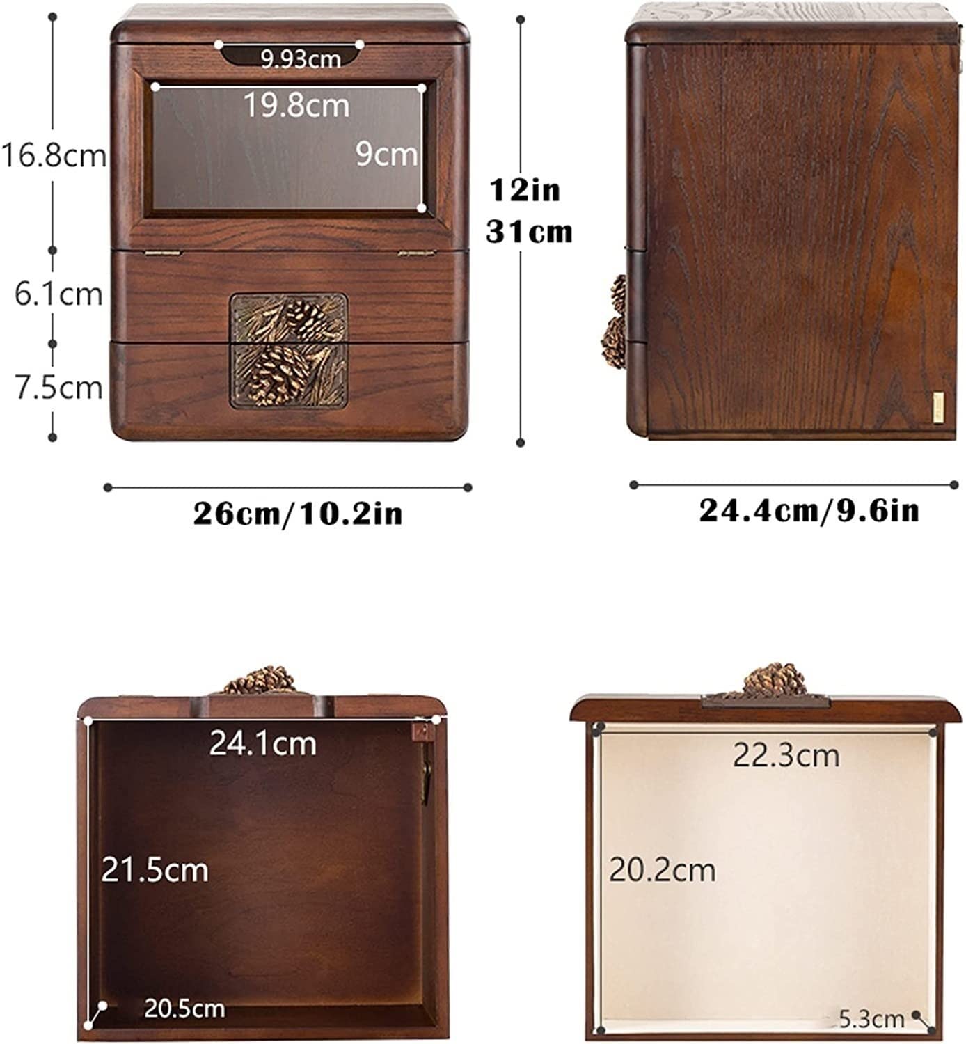 Organizzatore Per Cosmetici Organizer Trucchi Custodie In Legno Per Organizer Per Trucco Retrò Con Cassetti In Vetro A Specchio Per Trucco Ripiano Per Controsoffitto Contenitore Trucchi Porta Trucchi