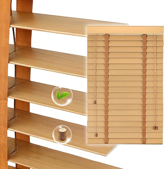 2" Slats Wood Blinds for Indoor Windows, Custom Wood Window Blinds, Wooden Venetian Horizontal Blinds & Shades for Indoor Windows, Office, Living Room, Bedroom