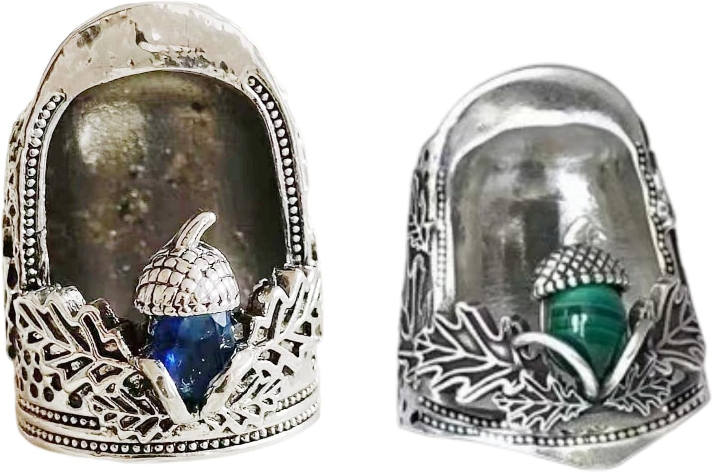 FJYXCHENXM 2PCS Thimbles for Sewing Elegant Vintage Style Sewing Thimbles for Hand Stitching Open Set Metal Finger Protectors Ring Quilting Embroidery and Crafting Two Sizes