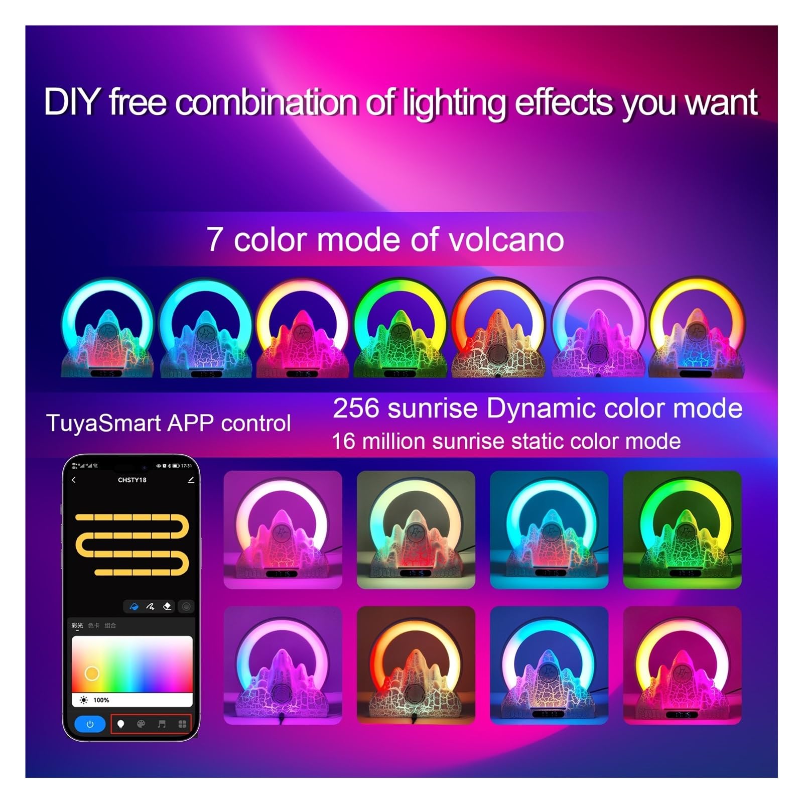 Reloj despertador Sunrise con carga inalámbrica, lámpara de noche táctil, altavoz Bluetooth portátil, control de aplicación, luz nocturna y función de alarma