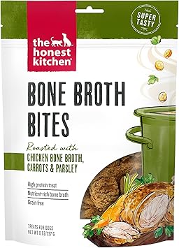 The Honest Kitchen Bone Broth Bites Roasted with Chicken Bone Broth & Carrots, 8 oz Bag