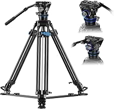 SIRUI SQ75 Trépied Vidéo en Fibre de Carbone avec Tête Fluide Hydraulique S5, 178 cm, Système Rapide, Amortissement Progressif Panoramique/Inclinable,Charge Max 8 kg / 17,6 lb