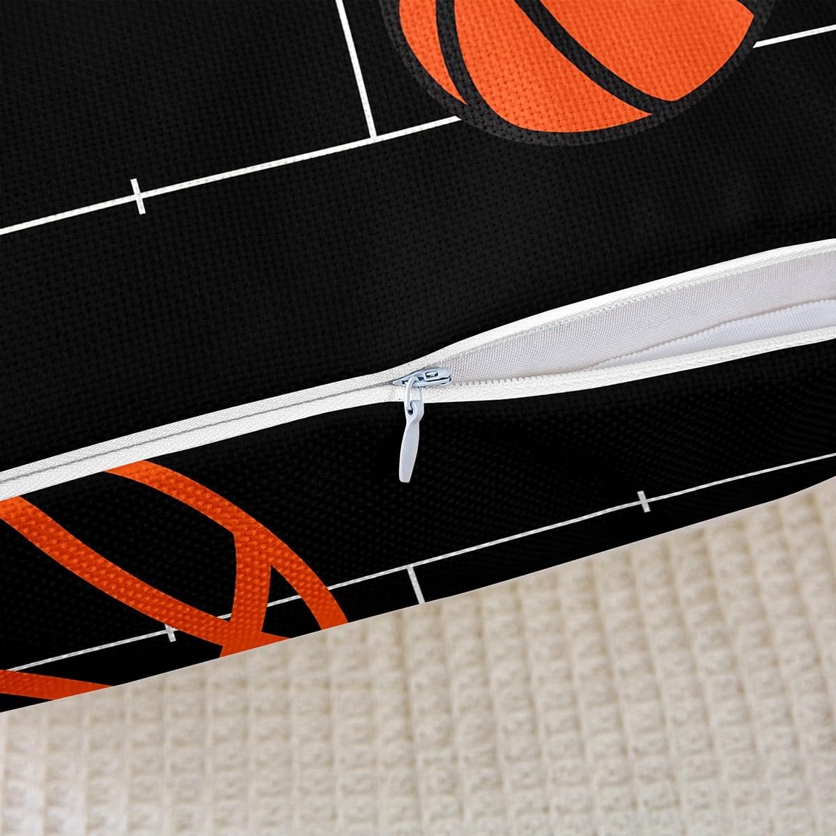 Basketball Throw Pillow Covers 24"x24" Set of 2 Kids Basketball Court Decorative Pillowcase for Sofa Couch Bed Chair Car Gaming Sports Cushion Case Sports Theme Black Outdoor Pillows Covers Room Decor