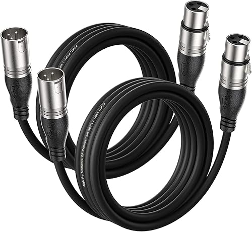 Miniatura 84 de EBXYA Cable XLR de 1.5 pies, paquete de 6 unidades, cable de micrófono equilibrado premium con cable XLR de 3 pines macho a hembra, color negro