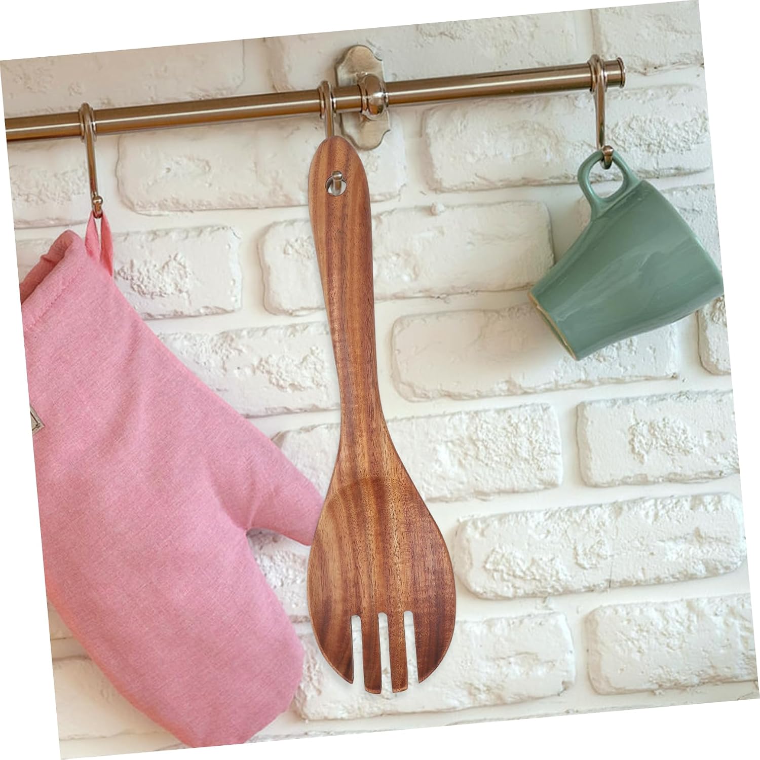 Salad Fork Serving Utensil 10 Inch Wood Long Handle