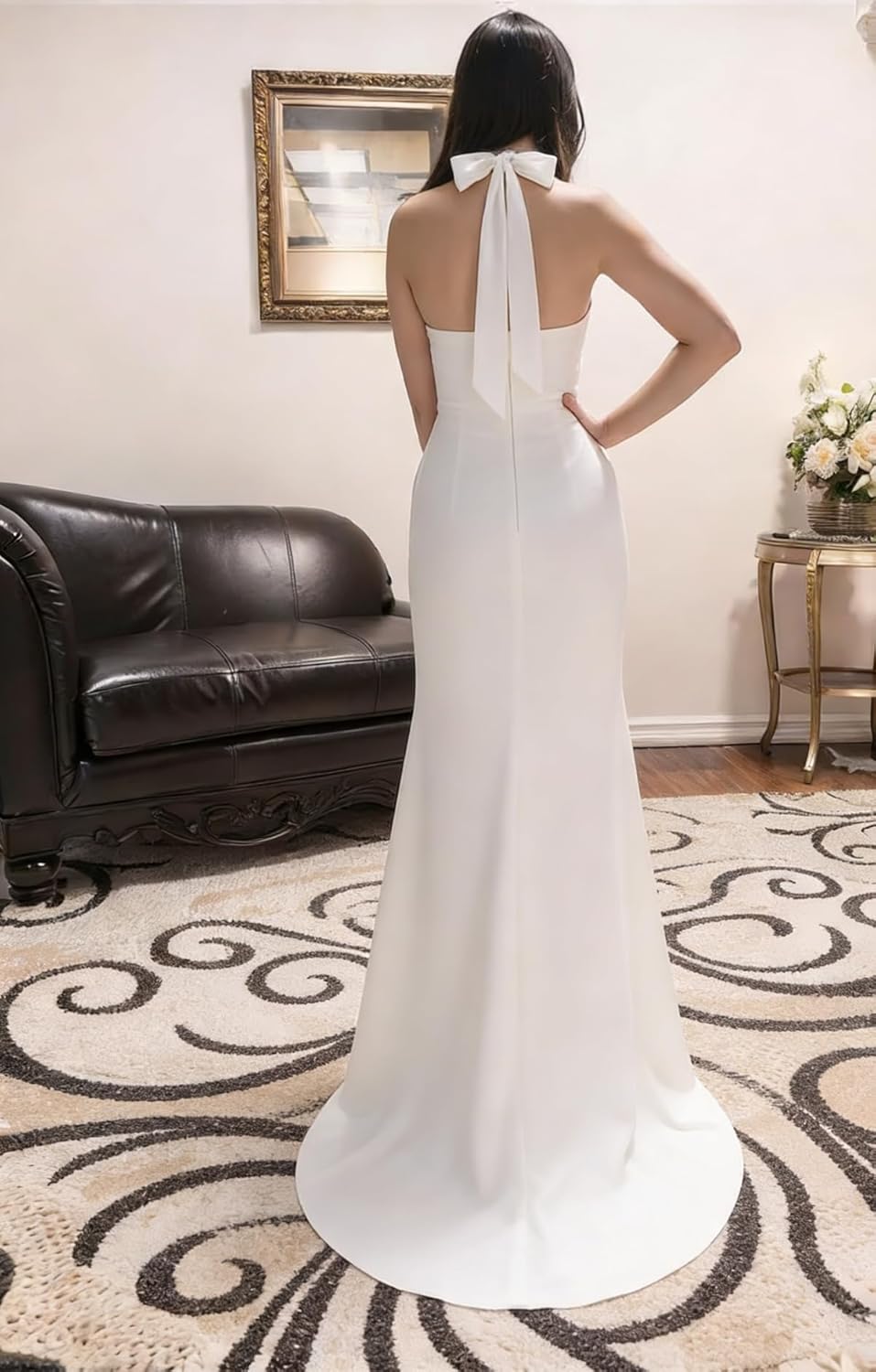 Halter Bridesmaid Dresses with Pockets for Women Long Chiffon Formal Dress A Line Pleated Evening Party Gowns DR30