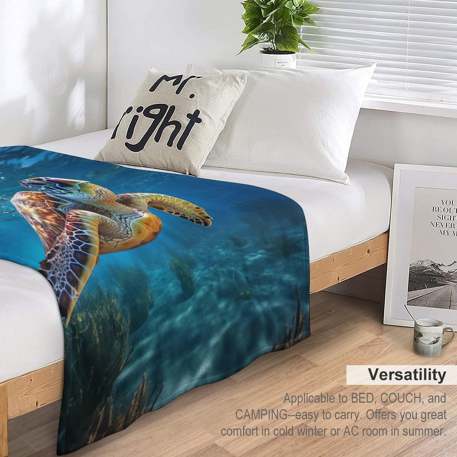 Flanell-Fleece-Bettdecke Mit Meeresschildkröten-Motiv – 150 X 200 Cm, Leicht & Kuschelig