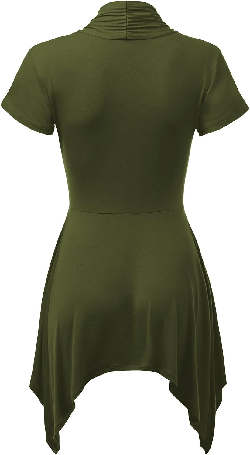 MBJ Womens Cross V Neck Short Sleeve Empire Line Panel Tunic Top - Made in USA