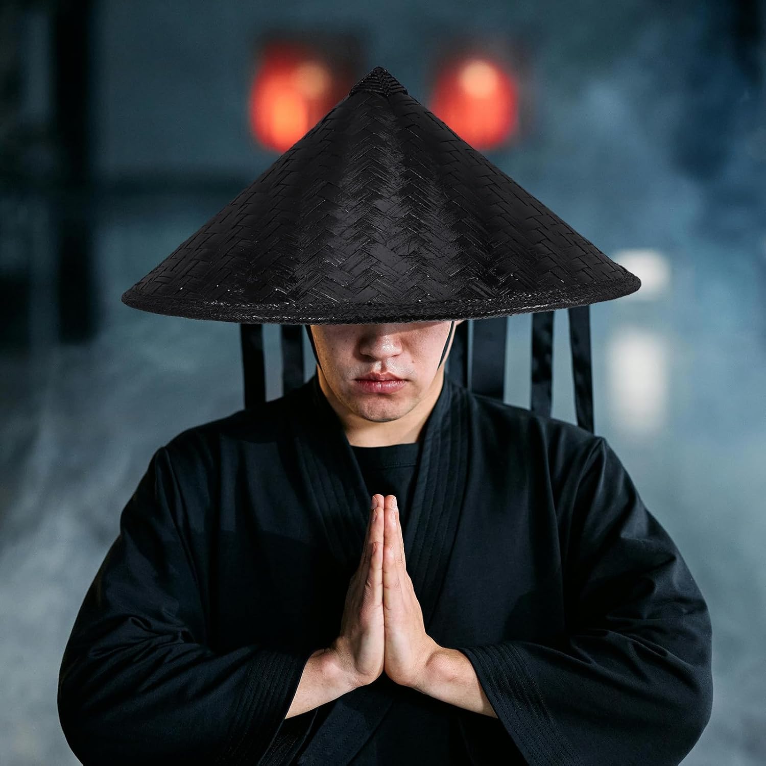 VANZACK Japanese Samurai Hat Straw Cone Hat Cosplay Accessory Asian Oriental For Men Women Party Photo Props 16. 5 Inch