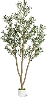 6FT Artificial Olive Tree, Indoor Faux Olive Tree Fake Potted Silk Olive Tree Plants with Lifelike Branches & Fruits for Home Office Decor