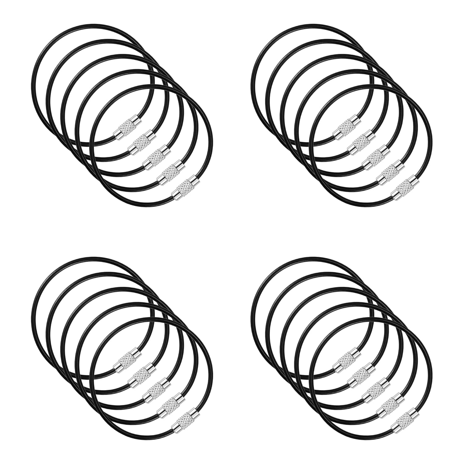 Steel Wire Keychain Plastic Coated Metal Key Ring Loop Luggage Tags Loops 2mm Twist Barrel 5 9 in