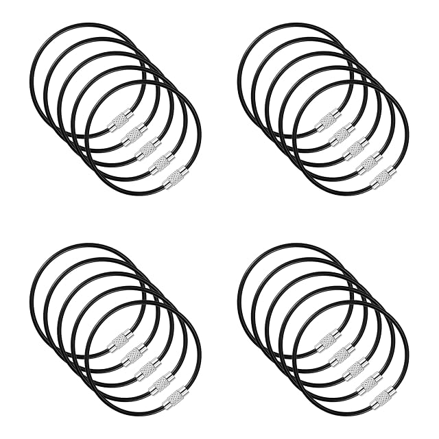 Steel Wire Keychain Plastic Coated Metal Key Ring Loop Luggage Tags Loops 2mm Twist Barrel 5 9 in
