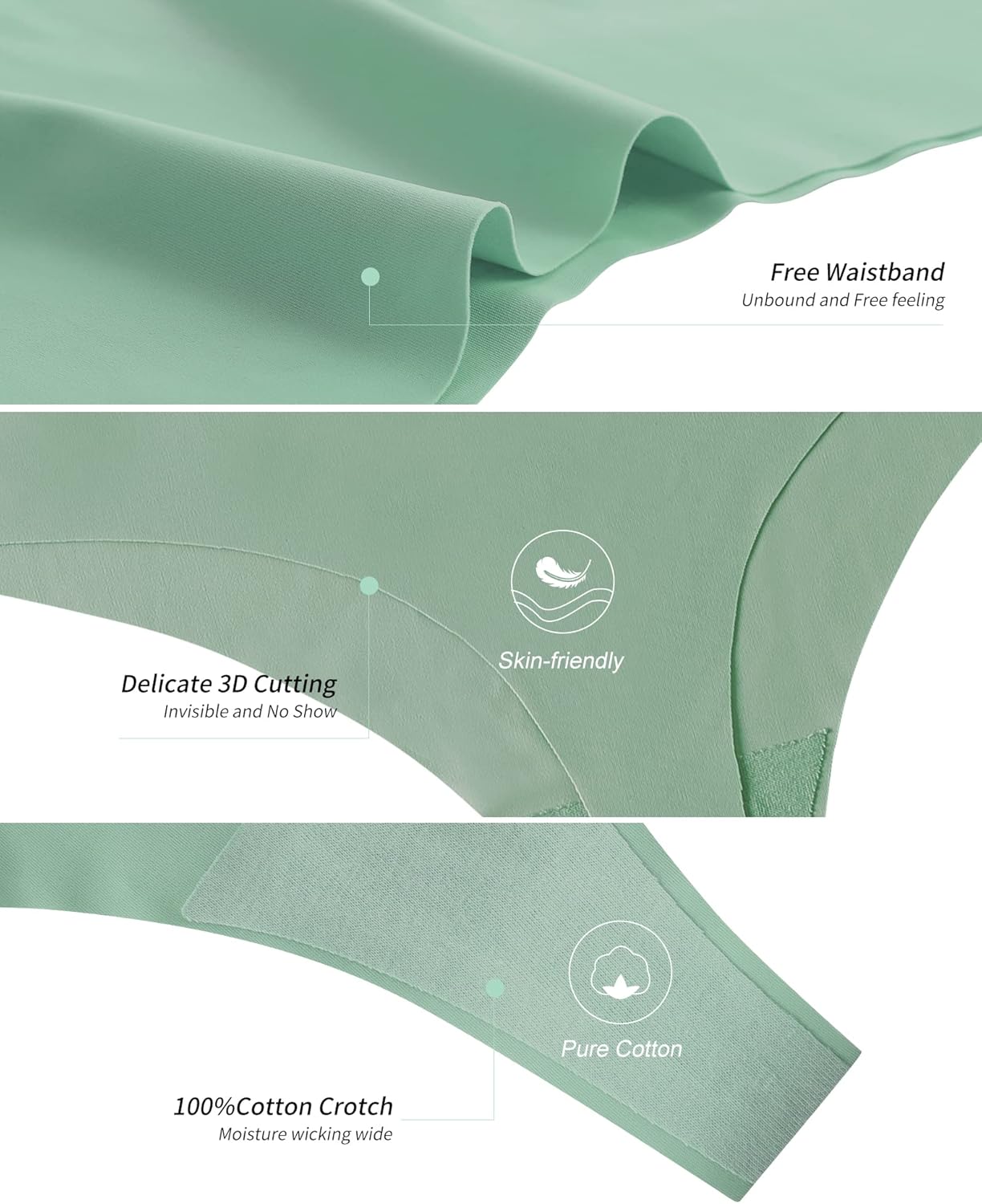 DEANGELMON Seamless Thongs for Women No Show Thong Underwear Women Comfortable Multiple Pack (6P10,XS-New) - Image 4