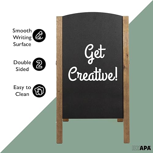 Miniatura 4 de Ilyapa Letrero de pizarra con marco en A para acera, 20 x 40 pulgadas, letrero de sándwich plegable con parte superior redondeada, resistente