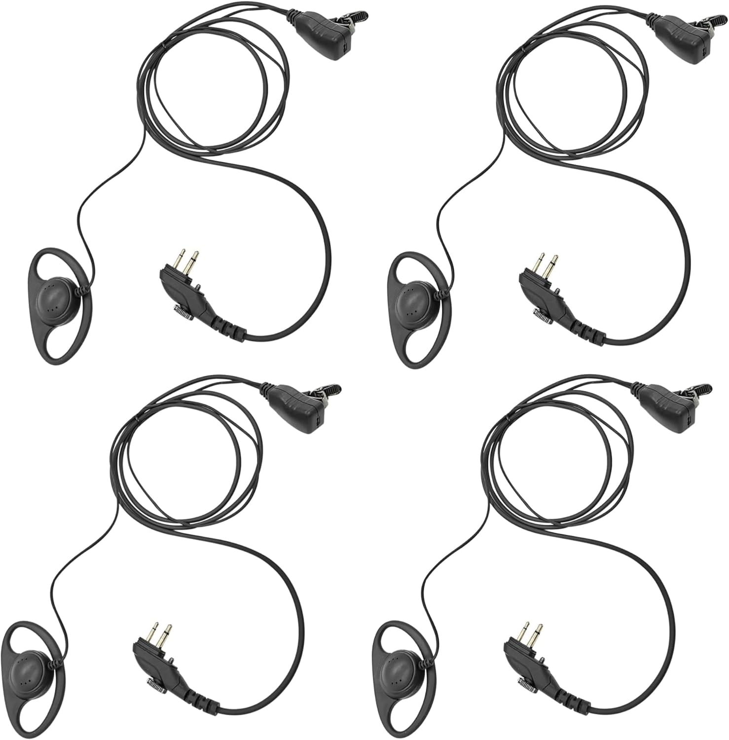 4 Pcs BD502 BD502i D-Shaped Earpiece for Hytera BD552i PD502 PD562i PD482i PD402i HYT TC-508 TC-580 TC-610 RCA RDR2500 2550 2600 XR150 Walkie Talkie Headset Ear Piece with PTT Mic (4 Pack)