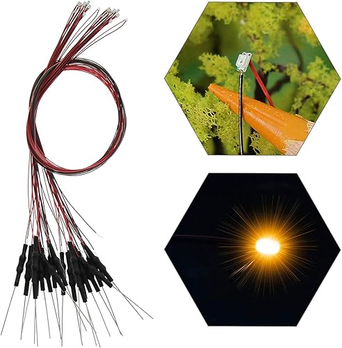 Vista 12 de Evemodel L0402B 20pcs pre-cableado SMD LED 0402 Bule Diodo emisor de luz 12V pre-soldado Micro Litz cable cable longitud 7.8 pulgadas (7.9 in)