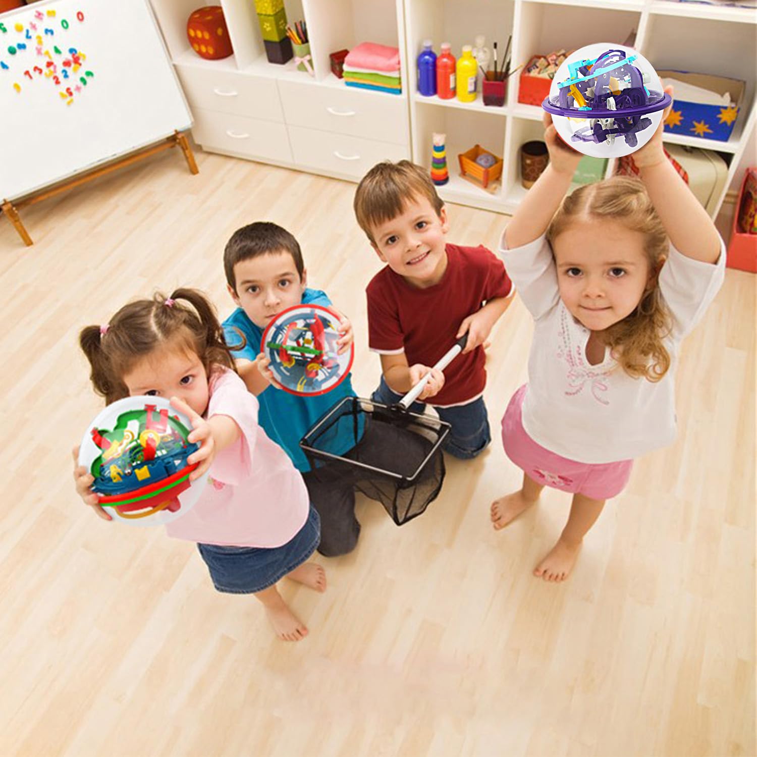 Bola de laberinto, juego interactivo 3D de esfera de laberinto (6.3 in, 6.3 pulgadas) con 118 obstáculos, laberinto, rompecabezas de bola para niños, juguetes educativos mágicos para niños 4