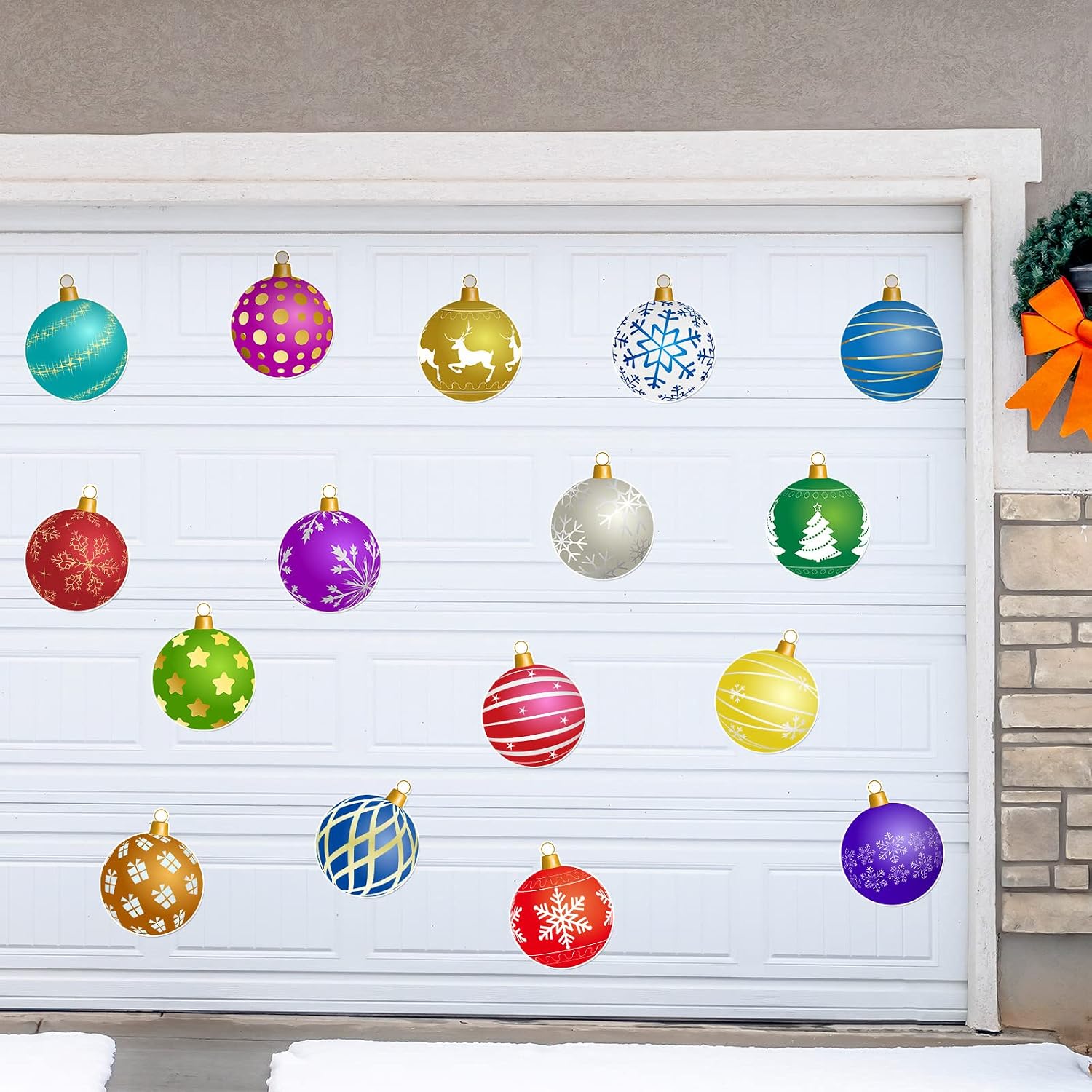 Oudain 16 Pcs Christmas Garage Door Magnets Ball Garage Magnets Colorful Car Magnet Decoration Large Refrigerator Magnets for Indoor Outdoor Christmas Holiday Party Decoration