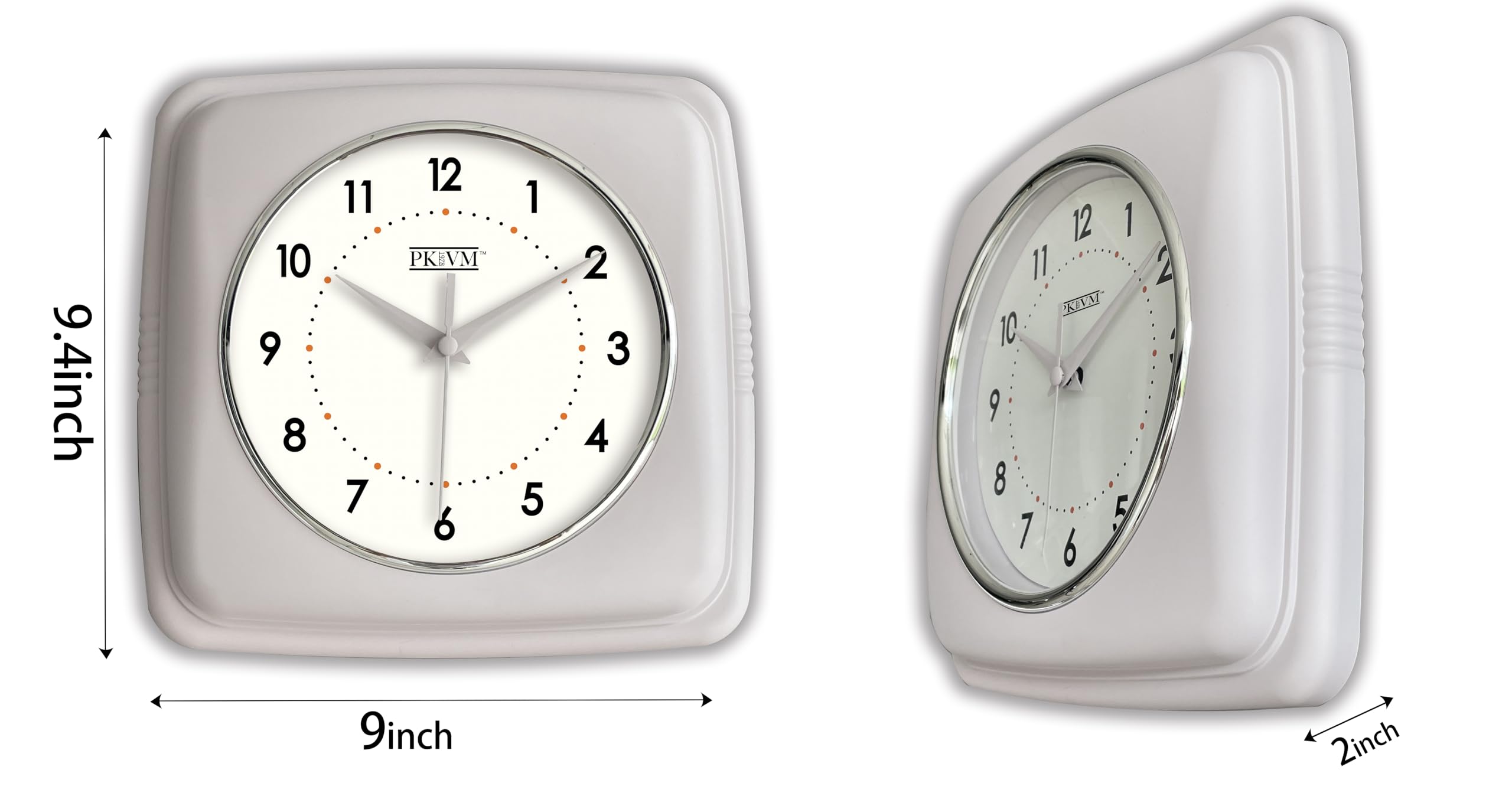 Wewnętrzny zegar ścienny w kolorze retro, 23 cm, kwadratowy zegar na baterie, dekoracyjny zegar do domu, biura, kuchni, sypialni, łazienki, salonu, szkoły, ruch zamiatający (Pastel Cream)