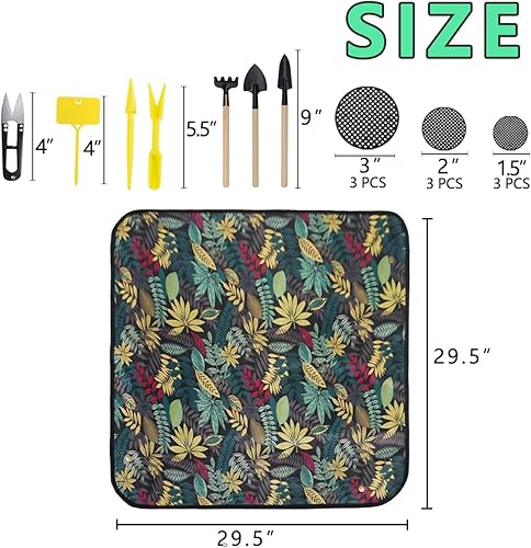 Miniatura 2 de Tapete de trasplante para trasplante de plantas y control de desorden de 29.5 x 29.5 pulgadas, tela Oxford, impermeable, plegable, para plantas,