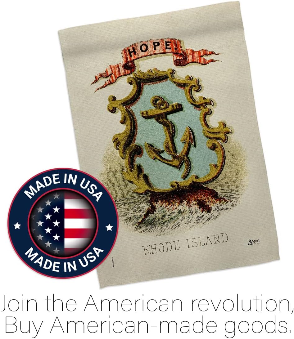 Americana Home & Garden Coat of arms Rhode Island Garden Flag Americana States American Territories Republic Country Particular Area House Decoration Banner Small Yard Gift Double-Sided, Made in USA