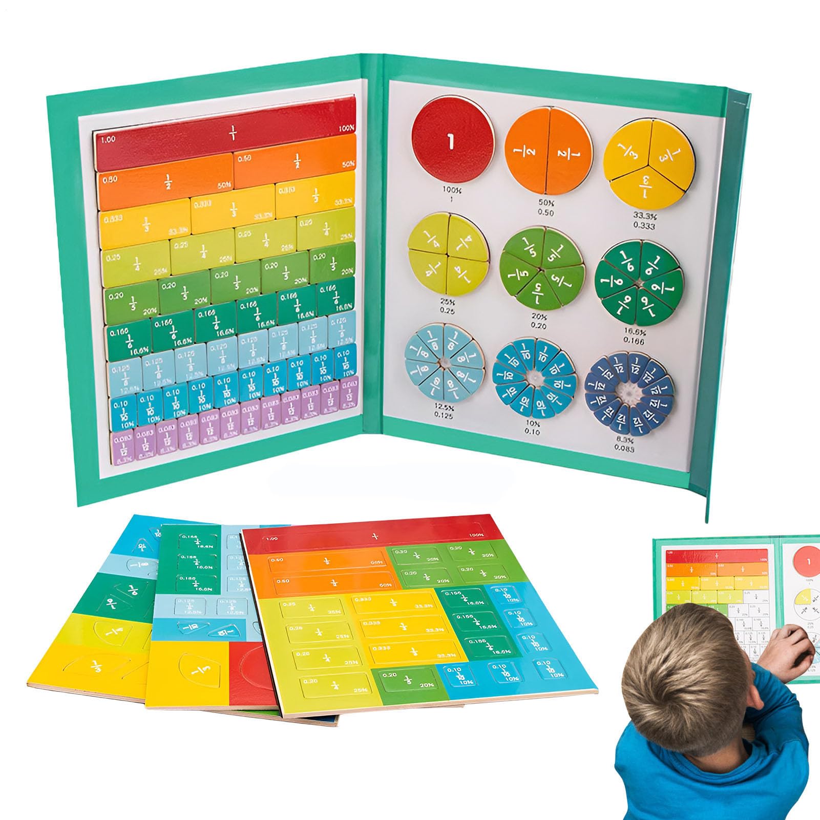 Générique Puzzle di frazioni magnetiche, cerchi frazioni magnetiche - Puzzle educativo di cerchi di piastrelle di frazione,apprendimento per le manipolazioni matematiche per la scuola pri