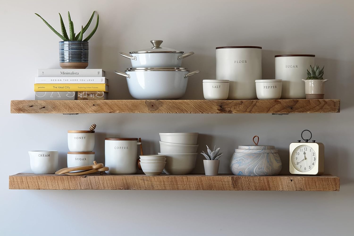 Urban Legacy Deep Floating Shelves | Reclaimed Barn Plank Deep Floating Shelves with Low Profile Brackets | High Weight Capacity (48" x 11" x 2")