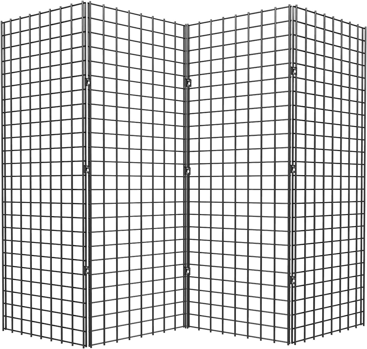 Yeson 2' x 6' Black Gridwall Panels, 4-Pack Heavy-Duty Wire Grid Panel with 9 Connectors & 20 Hooks, Commercial & Home Wall Grid Display for Retail, Craft Shows, and Room Organization – 3" x 3" Grid