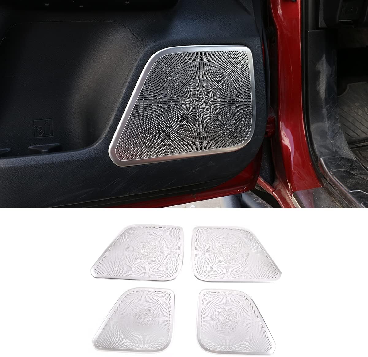 Stainless Steel Car Interior Protective Speaker Cover Trim Stickers for Toyota Tacoma 2016 2017 2018 2019 2020 2021 2022 (Silver)