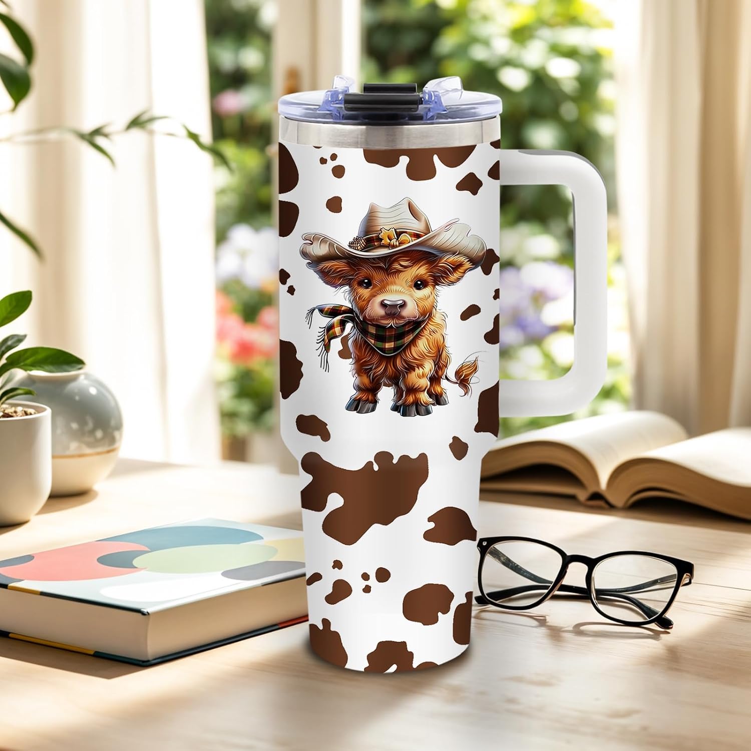 DUUV Highland Cow Tumbler 40 Oz, Highland Cow Gifts for Women Girls Mom Wife, Christmas Birthday Gifts for Farm Lovers Cowboy Cowgirl, Cute Cowgirl Theme Stuff, 1PCS - Image 2