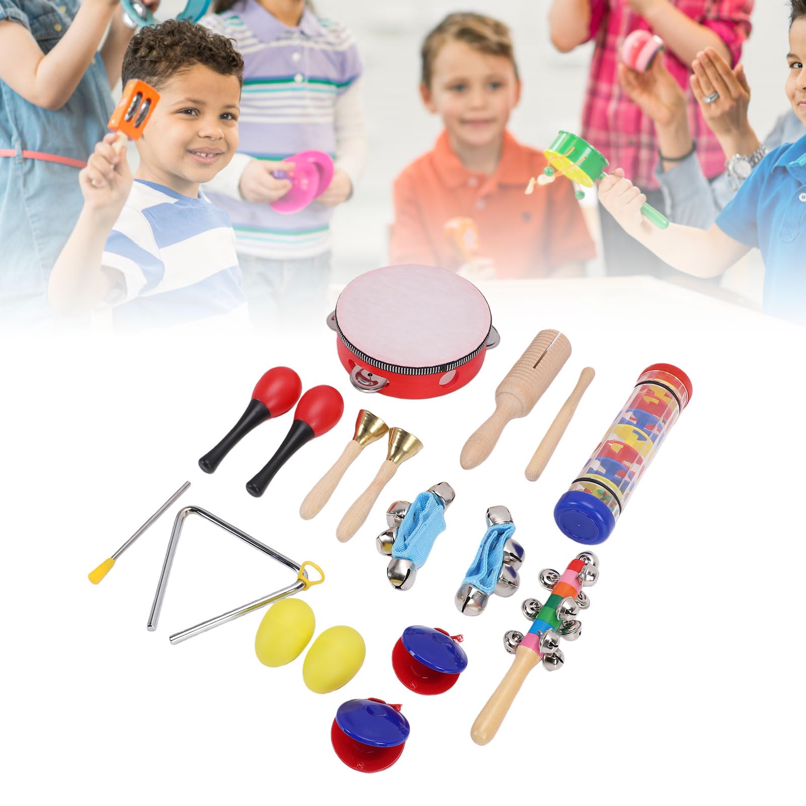 Ausla Set di Strumenti Musicali per Bambini, Giocattoli a Percussione in Legno di Faggio ABS 10 Tipi con Custodia, Apprendimento del Ritmo Coordinazione Manuale Gioco Sensoriale per Bambini Piccoli