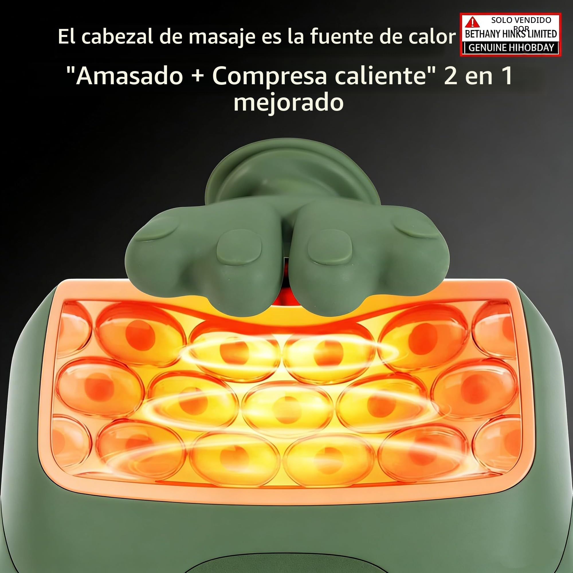 Masajeador de cuello y hombros, tejido profundo en forma de mano, amasado 4D con terapia de calor, dispositivo de masaje eléctrico portátil para aliviar el dolor