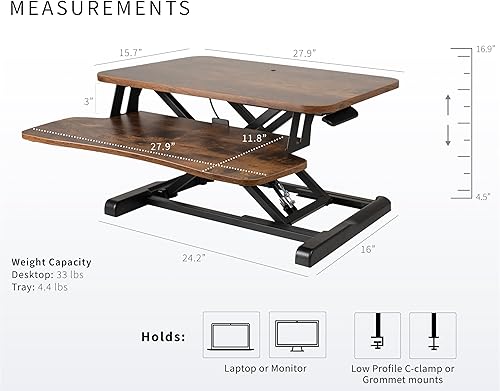 Miniatura 3 de VIVO convertidor de escritorio de 28 pulgadas, serie K, elevador ajustable de sentado a parado, estación de trabajo para monitor dual y portátil con