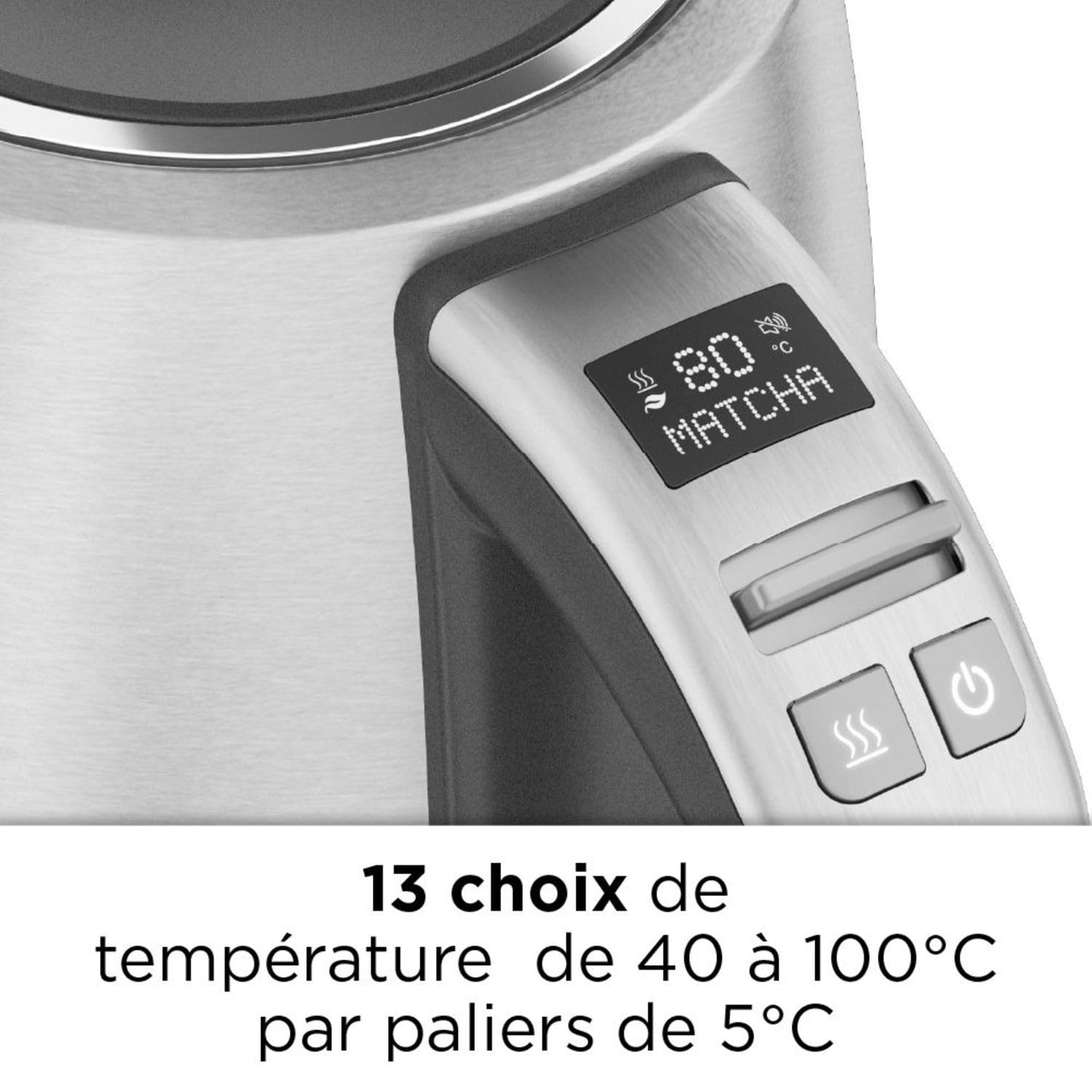 riviera&bar - Bouilloire Expert à Température Réglable BBT660 ELEA - Inox, 50 à 100°C, Socle Pivotant à 360°, Protection Anti Surchauffe - 1,8L, 22,5x25,5x16 cm, Noir