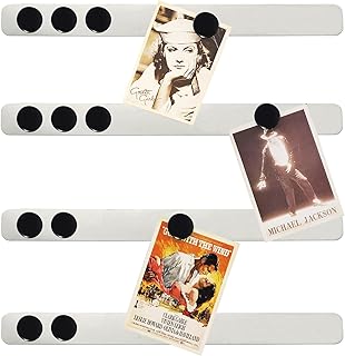 Magnetic Board Frameless Stainless Steel Iron Strips, Adhesive Backed Magnet Board Bar for Wall | Bulletin Note Memo Board with 10 Black Magnets | for School, Office, Home Kitchen Use (4 Pack)