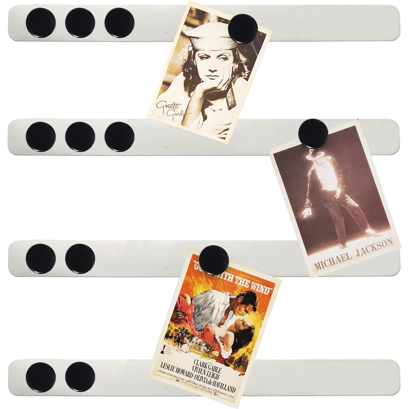 PYJLBX Magnetic Board Frameless Stainless Steel Iron Strips, Adhesive Backed Magnet Board Bar for Wall | Bulletin Note Memo Board with 10 Black