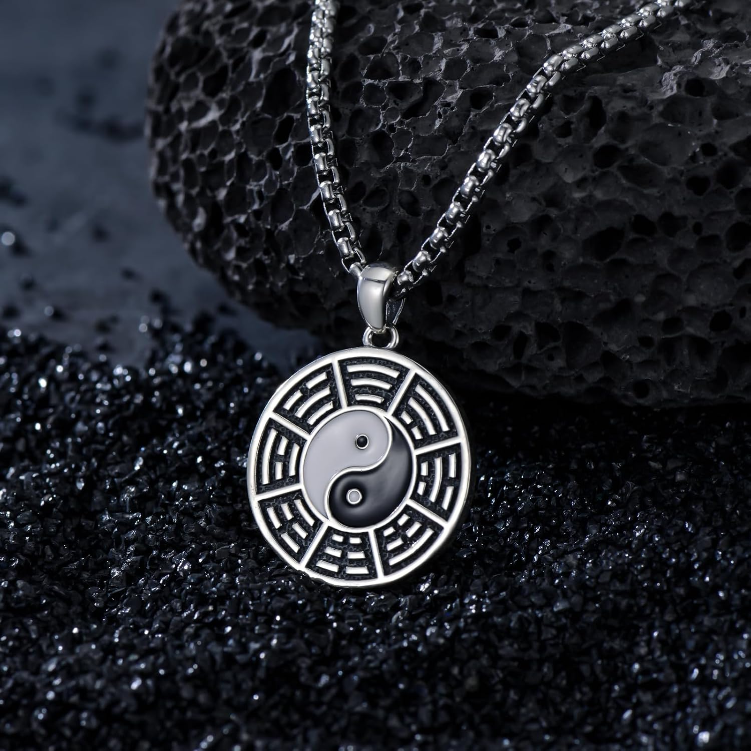 Yin Yang Necklace for Men 925 Sterling Silver TaiChi Amulet Pendant Jewelry Gifts for Women Men