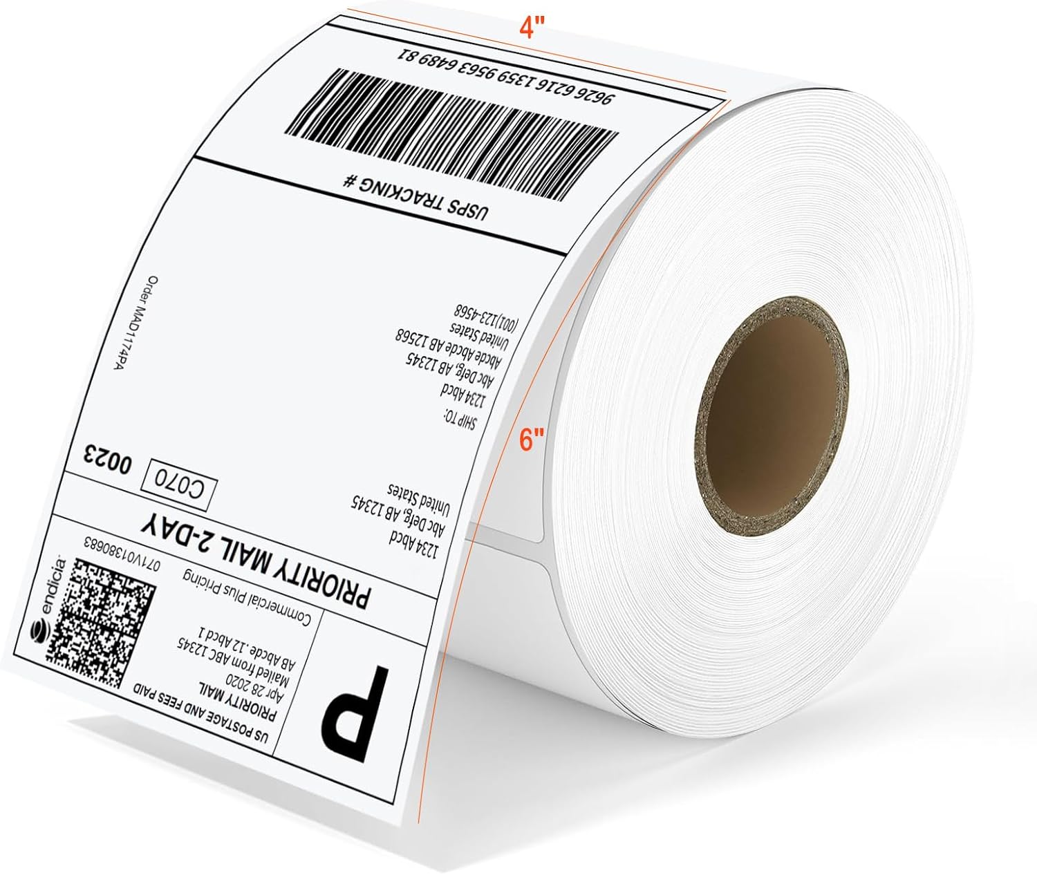 4x6 Thermal Shipping Labels - 1 Roll of 350, Perforated & Strong Adhesive, Direct Thermal Labels Compatible with Rollo, Zebra, for Amazon UPS FedEx Shopify