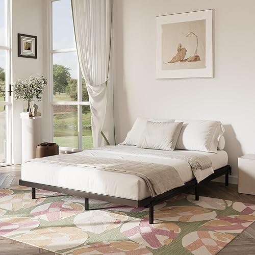 Miniatura 5 de Somier Queen de 2 pulgadas de alto y reemplazo de listones de cama, soporte de colchón resistente, marco de cama de perfil bajo, estructura de acero